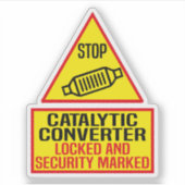 catalytic converter locked and security marked aufkleber (Vorderseite)