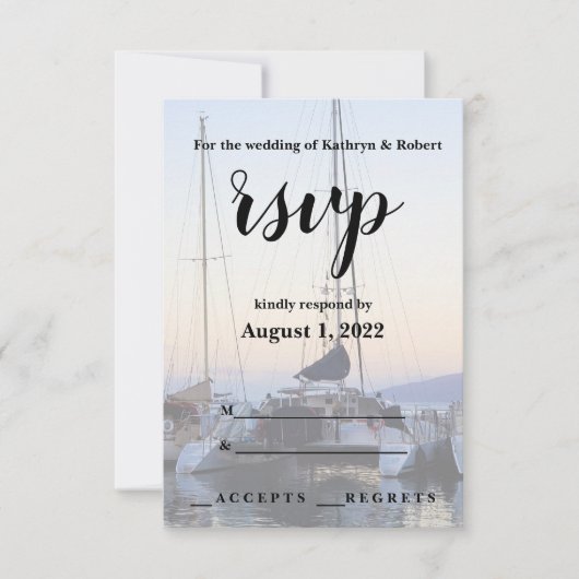 Catamaran in Lahaina Harbour Wedding RSVP (Vorderseite)