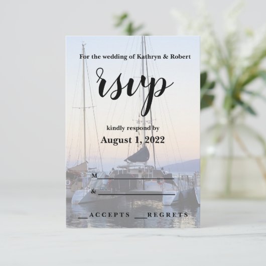 Catamaran in Lahaina Harbour Wedding RSVP (Stehend Vorderseite)