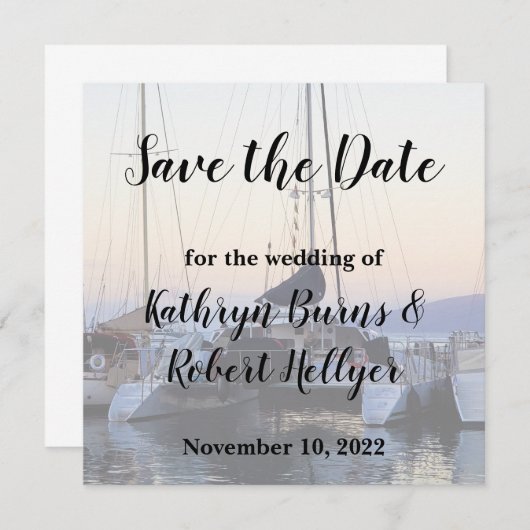 Catamaran in Lahaina Harbour Wedding Save the Date Ankündigung (Vorne/Hinten)