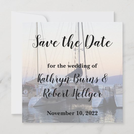 Catamaran in Lahaina Harbour Wedding Save the Date Ankündigung (Vorderseite)