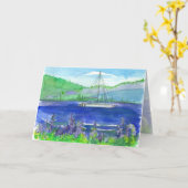 Catamaran Mountain Lake Aquarell Gerne zum Geburts Karte (Gelbe Blume)