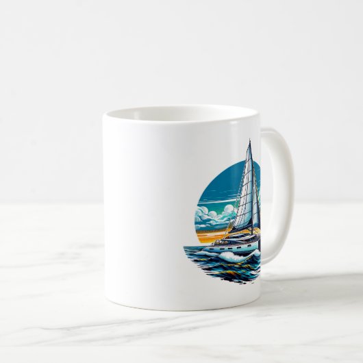 Catamaran Sailboat Kaffeetasse (VorderseiteRechts)