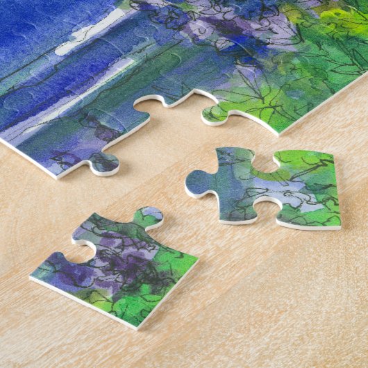 Catamaran Sailboat Lila Lupines Bergsee Puzzle (Seite)