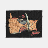 Catana Cat Vintag Niedliche, japanisch inspiriert  Fleecedecke (Vorderseite (Horizontal))