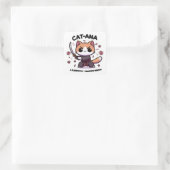 Catana Samurai - Adorable Cat Warrior Quadratischer Aufkleber (Tasche)