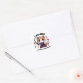 Catana Samurai - Adorable Cat Warrior Quadratischer Aufkleber (Umschlag)