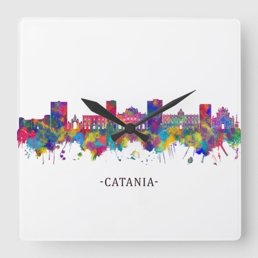 Catania Italien Skyline Quadratische Wanduhr (Vorderseite)