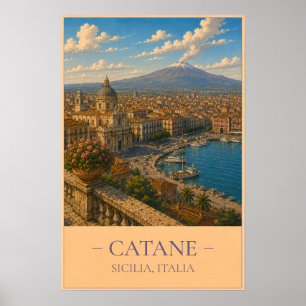 Catania, Italien – Vintage-Reiseposter Poster