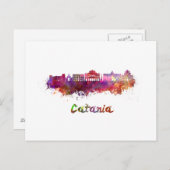 Catania skyline im Watercolor Postkarte (Vorne/Hinten)