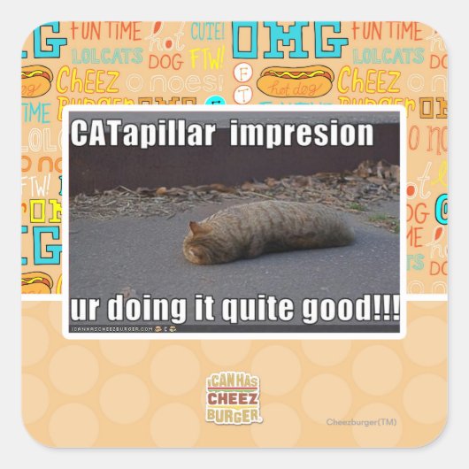 CATapillar Quadratischer Aufkleber (Vorderseite)