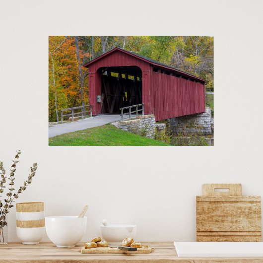 Cataract Covered Bridge über Mill Creek Poster (Küche)
