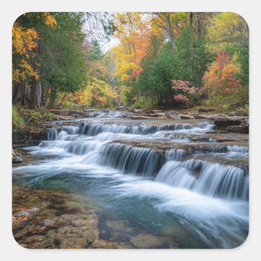 Cataract Falls in den USA Quadratischer Aufkleber (Vorderseite)