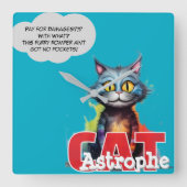 CatAstrophe | No Pockets Chaos Posse  Quadratische Wanduhr (Vorderseite)