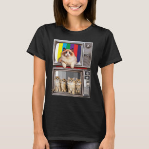 Catavision Old School Katzen und Fernsehen T-Shirt