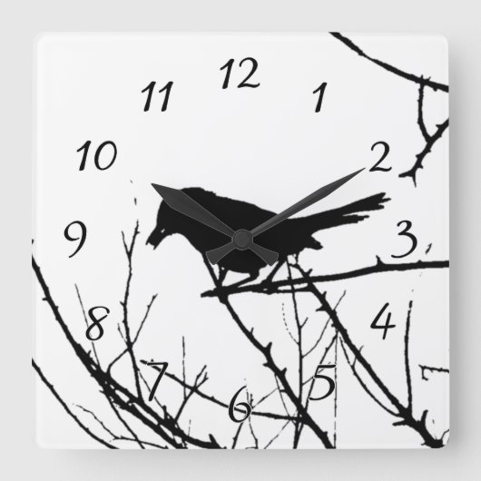 Catbird Silhouette Love Bird Watching Quadratische Wanduhr (Vorderseite)
