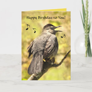 Catbird Sings Happy Birthday Card Karte