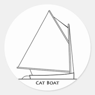 Catboat Segeln-Logo (Segelplan betitelt) Runder Aufkleber