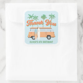 "Catch a Wave Surf's Up Birthday" Vielen Dank für  Quadratischer Aufkleber