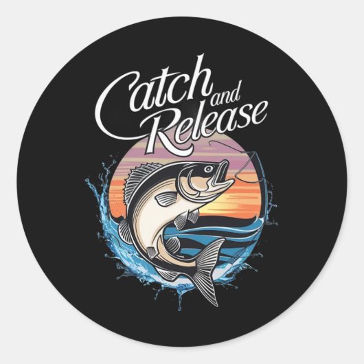 Catch And Release Fish Sunset Fishing Runder Aufkleber (Vorderseite)