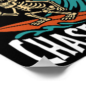 Catch Tides Chase Vibes Skeleton Surfer Beach  Poster (Ecke)
