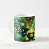 Catch Your Lucky Star Celestial Green Gold Kaffeetasse (Vorderseite Links)