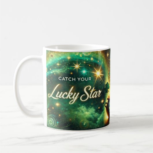 Catch Your Lucky Star Celestial Green Gold Kaffeetasse (Links)