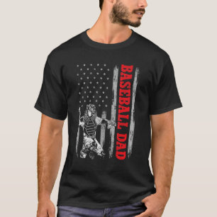 Catcher Baseball Für Männer American Flag Baseball T-Shirt