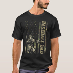 Catcher Baseball Männer Baseball Vater Camo Amerik T-Shirt
