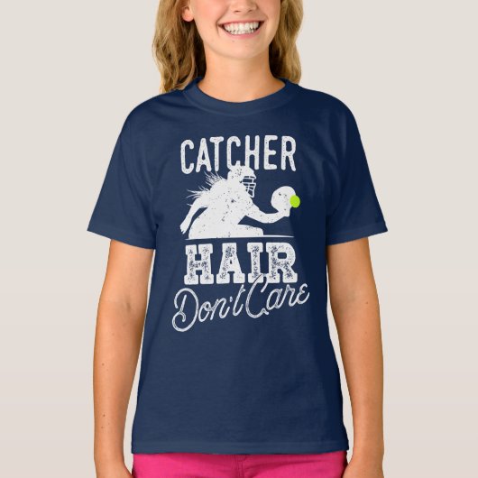 Catcher Hair Niedliche Girls Softball-Geschenke eg T-Shirt (Vorderseite)