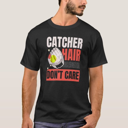 Catcher Hair Passen Sie dem Softball-Spielersport T-Shirt (Vorderseite)