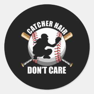 Catcher Hair Softball Baseball Ball Player Gif Runder Aufkleber
