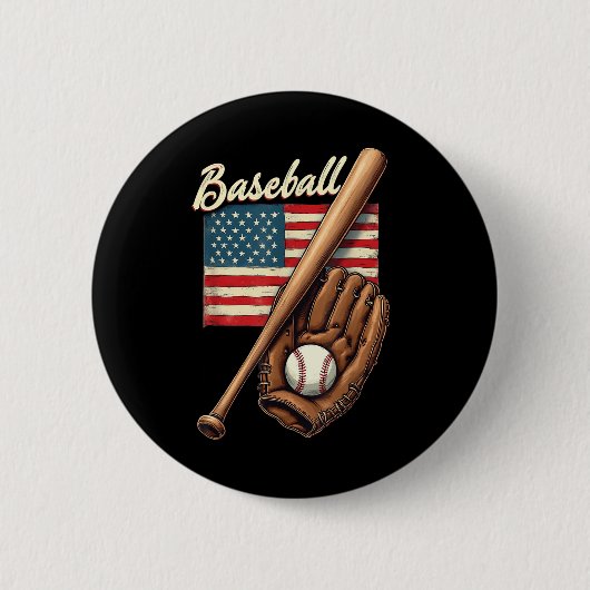 Catcher-Pitch der American Flag Baseball Player Ba Button (Vorderseite)