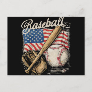 Catcher-Pitch der American Flag Baseball Player Ba Feiertagspostkarte