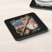 Catcher-Pitch der American Flag Baseball Player Ba Getränkeuntersetzer (Linke Seite)