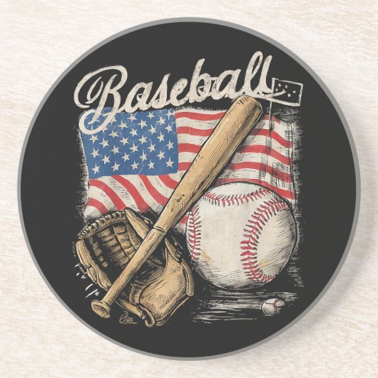 Catcher-Pitch der American Flag Baseball Player Ba Getränkeuntersetzer (Vorne)