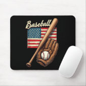 Catcher-Pitch der American Flag Baseball Player Ba Mousepad (Mit Mouse)