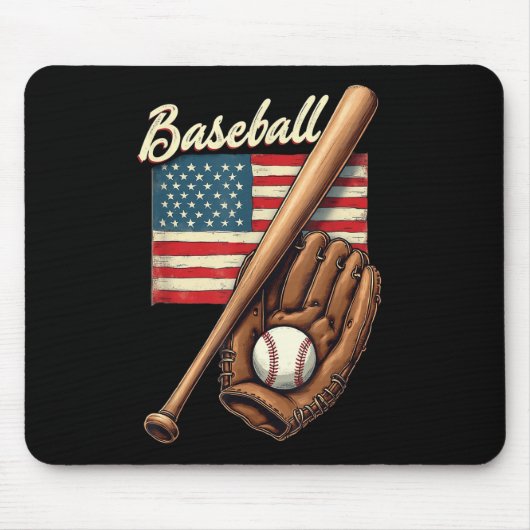 Catcher-Pitch der American Flag Baseball Player Ba Mousepad (Vorne)