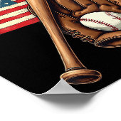 Catcher-Pitch der American Flag Baseball Player Ba Poster (Ecke)