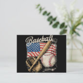 Catcher-Pitch der American Flag Baseball Player Ba Postkarte (Stehend Vorderseite)