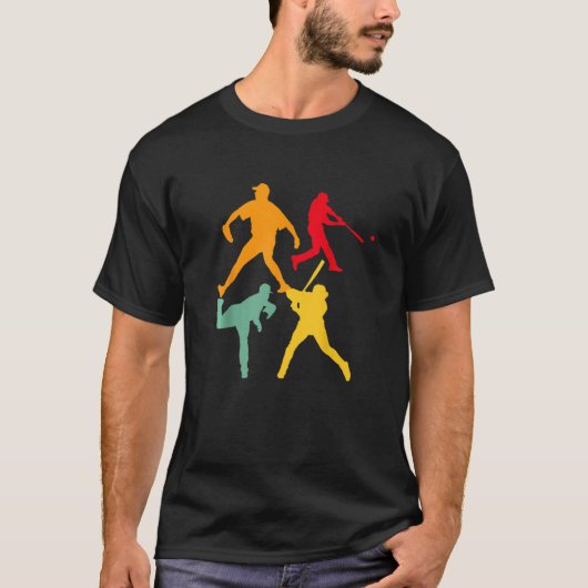Catcher Pitcher Batter Boys Männer Retro Baseball  T-Shirt (Vorderseite)