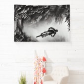 Catching Air - Mountain Bike Digitale Bleistiftski Banner (InSitu)