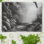 Catching Air - Mountain Bike Digitale Bleistiftski Geschirrtuch (Gefaltet)