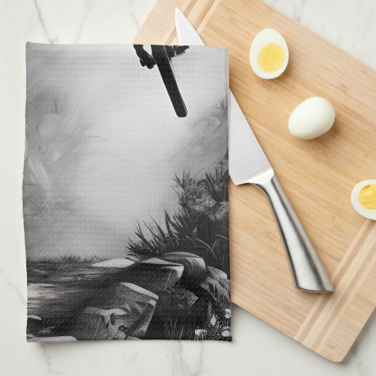 Catching Air - Mountain Bike Digitale Bleistiftski Geschirrtuch (Viertel Falte)