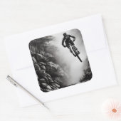 Catching Air - Mountain Bike Digitale Bleistiftski Quadratischer Aufkleber (Umschlag)