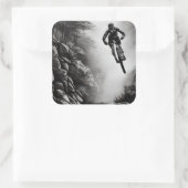 Catching Air - Mountain Bike Digitale Bleistiftski Quadratischer Aufkleber (Tasche)