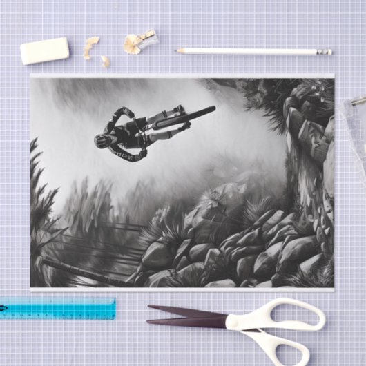 Catching Air - Mountain Bike Digitale Bleistiftski Seidenpapier (Handwerk)