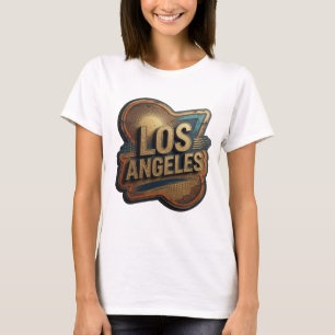 Catchy Gold LOS ANGELES Künstlerisches Motiv T-Shirt