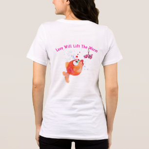 Catchy Text T-Shirt mit lustigem Fisch und Wurm Tri-Blend Shirt