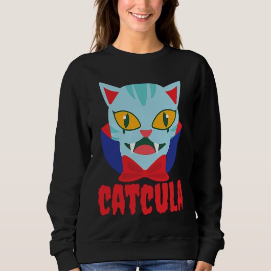 Catcula Cat Vampire Dracula Vampirina Halloween Co Sweatshirt (Vorderseite)